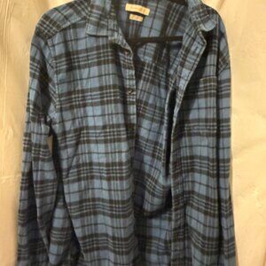 Standard Cloth Blue Plaid Flannel Shirt Men’s Large Soft Casual Button Up